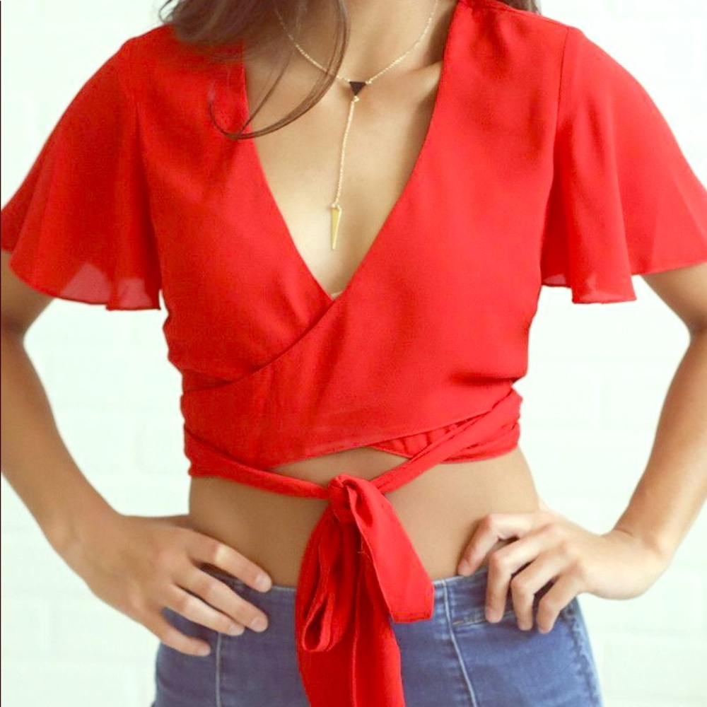 Show Me Your Mumu Red Wilson Tie Top